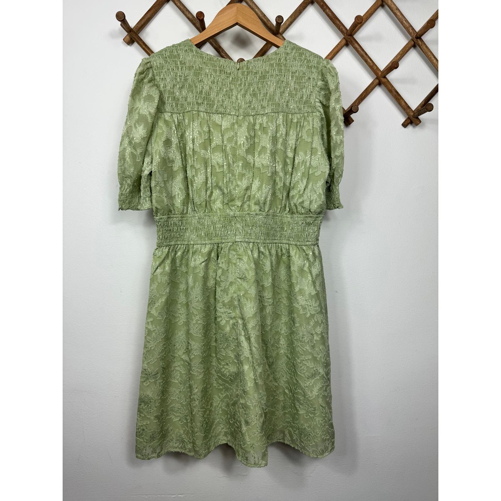 Adelyn Rae Jules Smocked Burnout Chiffon Minidress in Green Size XL - Picture 4 of 11